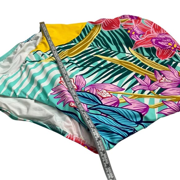 Trina Turk Plus Multicolor One Shoulder Asymmetric One‎ Piece Swimsuit 18W - Picture 9 of 10